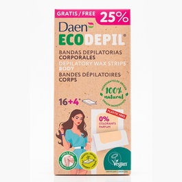 Daen Ecodepil Bandas Depilatorias de Cera Fría Corporales 16+4 uds