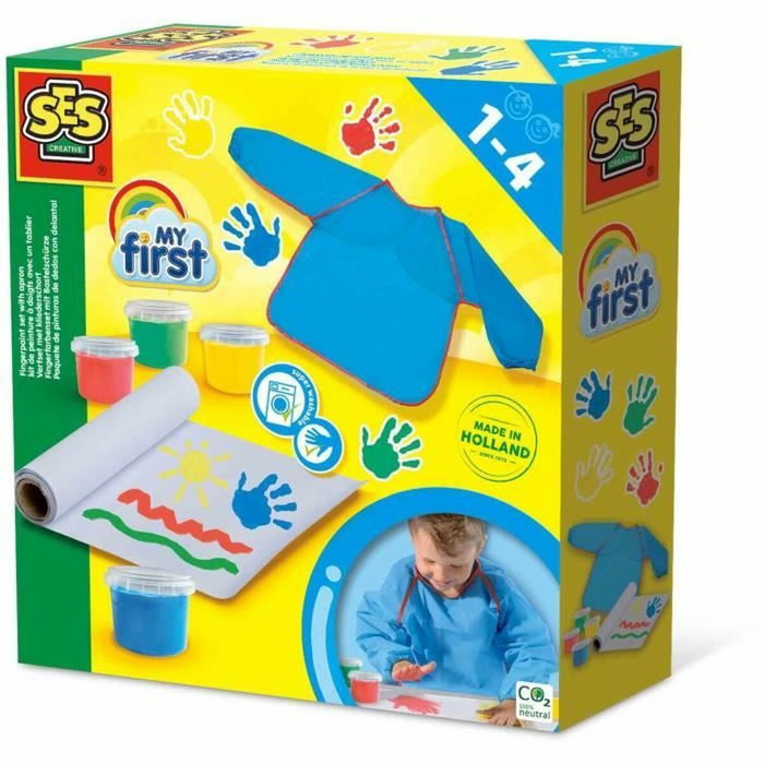 Ses Creative Mi primero - Mi primer kit para pintar con los dedos con delantal