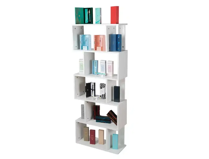 Belius Expositor De Pie Blanco Melamina 5 Estantes 50 Piezas 680x320x1700 mm