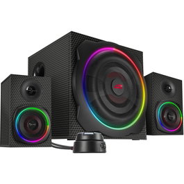 Speedlink SL-830100-BK Altavoces 2.1 Gravity Carbon RGB - Sistema de Altavoces para PC, 60W, Inalámbrico Bluetooth y Alámbrico, Negro