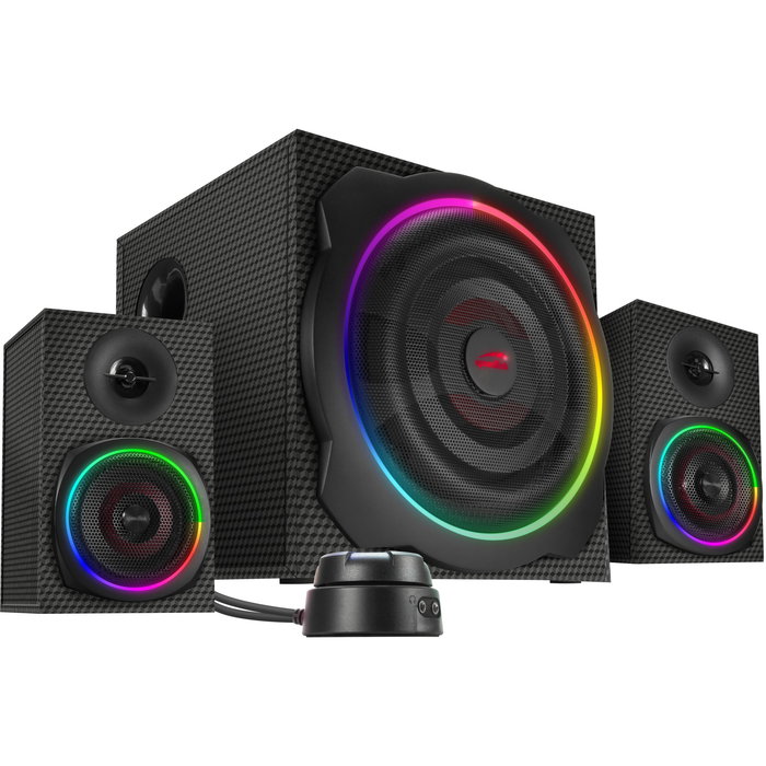 Speedlink SL-830100-BK Altavoces 2.1 Gravity Carbon RGB - Sistema de Altavoces para PC, 60W, Inalámbrico Bluetooth y Alámbrico, Negro