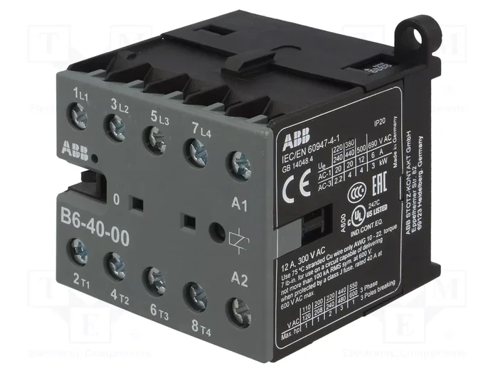 ABB Contactor B6 4-polar 9A 220÷240VAC NO x4 ABB Contactor B6 4-polar 9A 220÷240VAC NO x4