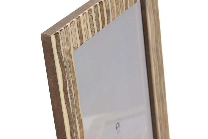 DKD Home Decor Marco de Fotos de Mango y Cristal 15x20 con Diseño de Rayas