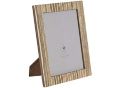 DKD Home Decor Marco de Fotos de Mango y Cristal 15x20 con Diseño de Rayas
