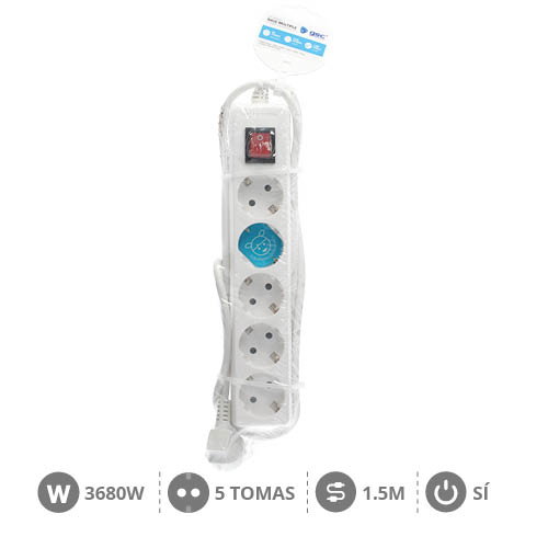 GSC Evolution Base múltiple Serie Estándar 5T con interruptor 1,5M Blanco