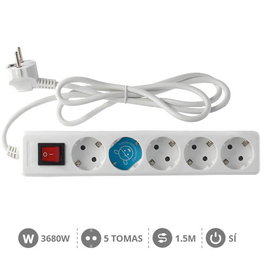 GSC Evolution Base múltiple Serie Estándar 5T con interruptor 1,5M Blanco