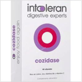 INTOLERAN Cozidase 60 Cápsulas con Cobre, Zinc, Vitamina C y B6 para Procesos Enzimáticos