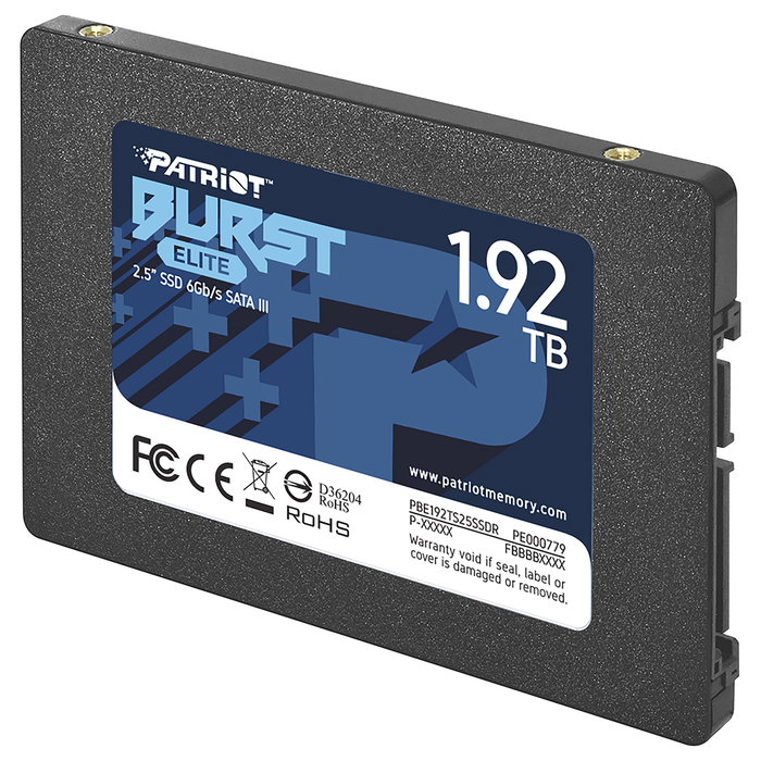 Patriot Memory Burst Elite 1.92 TB SSD SATA III 2.5" 450 MB/s 320 MB/s PC/Portátil Negro (SATA 6 Gb/s, 40000 IOPS, SMART, TRIM)