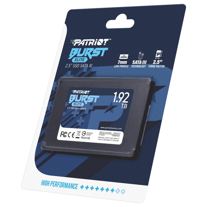 Patriot Memory Burst Elite 1.92 TB SSD SATA III 2.5" 450 MB/s 320 MB/s PC/Portátil Negro (SATA 6 Gb/s, 40000 IOPS, SMART, TRIM)