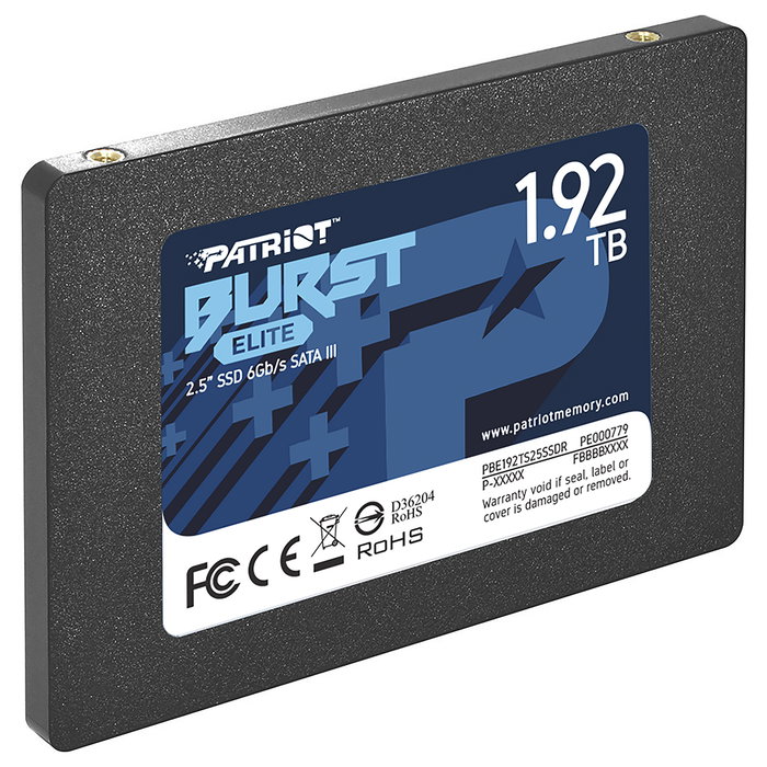Patriot Memory Burst Elite 1.92 TB SSD SATA III 2.5" 450 MB/s 320 MB/s PC/Portátil Negro (SATA 6 Gb/s, 40000 IOPS, SMART, TRIM)