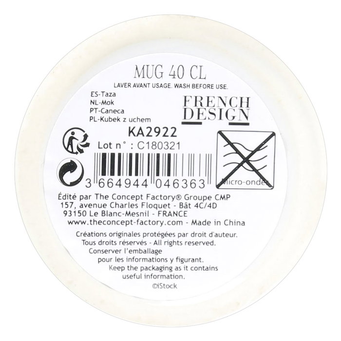 Home Deco Factory Mug 400 Ml Art Decó, Colección Home Deco Art, Altura 15 cm