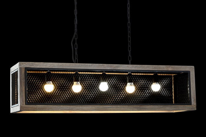 DKD Home Decor Lámpara Techo Loft Marrón Negro Mango Hierro E27 25 x 25 x 100 cm