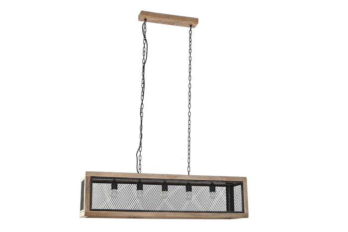 DKD Home Decor Lámpara Techo Loft Marrón Negro Mango Hierro E27 25 x 25 x 100 cm