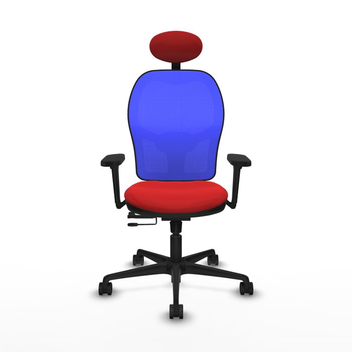 PIQUERAS Y CRESPO Silla de oficina Jorquera con mecanismo Sincro/Traslack, Similpiel Rojo y Malla Azul