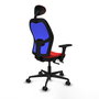 PIQUERAS Y CRESPO Silla de oficina Jorquera con mecanismo Sincro/Traslack, Similpiel Rojo y Malla Azul