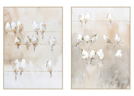 DKD Home Decor Cuadro Lienzo PS Pajaritos Surtido de 2 unidades