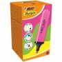 Bic Marcadores Fluorescentes Highlighter Flat Rosa Neón, Caja de 12 unidades