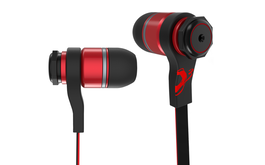 Ozone TriFX Auriculares In-Ear para Llamadas y Música, Negro y Rojo