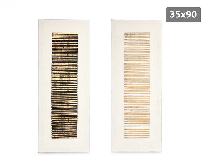 Giftdecor Lienzo con Relieve de Rayas en Oro y Negro 35 x 90 cm Surtidos (Set de 2) Giftdecor Lienzo con Relieve de Rayas en Oro y Negro 35 x 90 cm Surtidos (Set de 2)