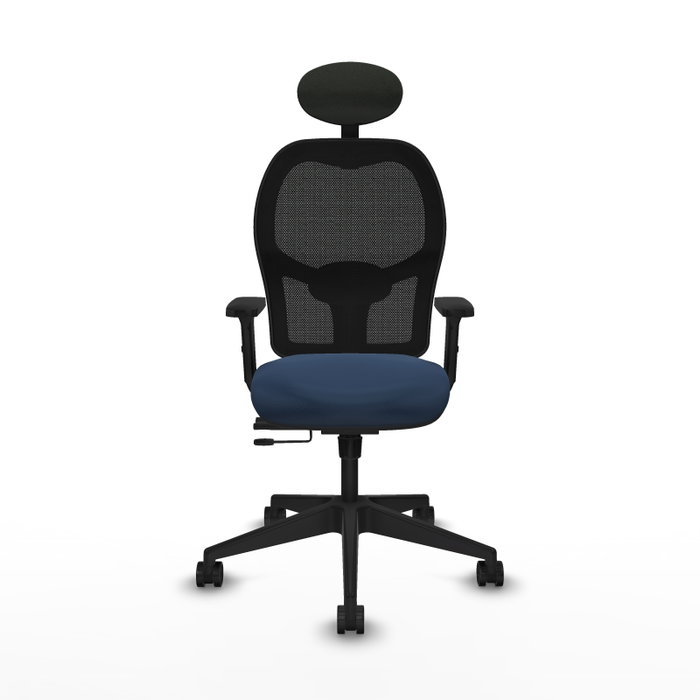 PIQUERAS Y CRESPO Silla de oficina Alocén traslack malla negra y similpiel azul marino PIQUERAS Y CRESPO Silla de oficina Alocén traslack malla negra y similpiel azul marino