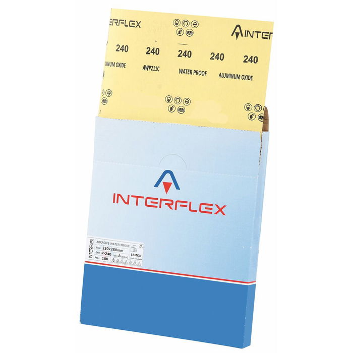 Papel de lija INTERFLEX 23 x 28 cm Óxido de aluminio 50 Unidades