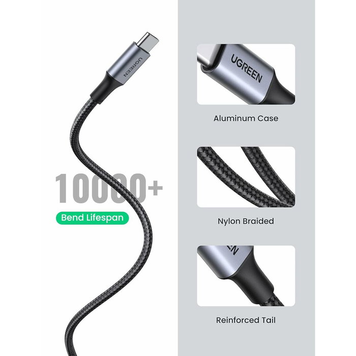 UGREEN Cable USB-C a USB-A 60126, 1m, Negro/Gris