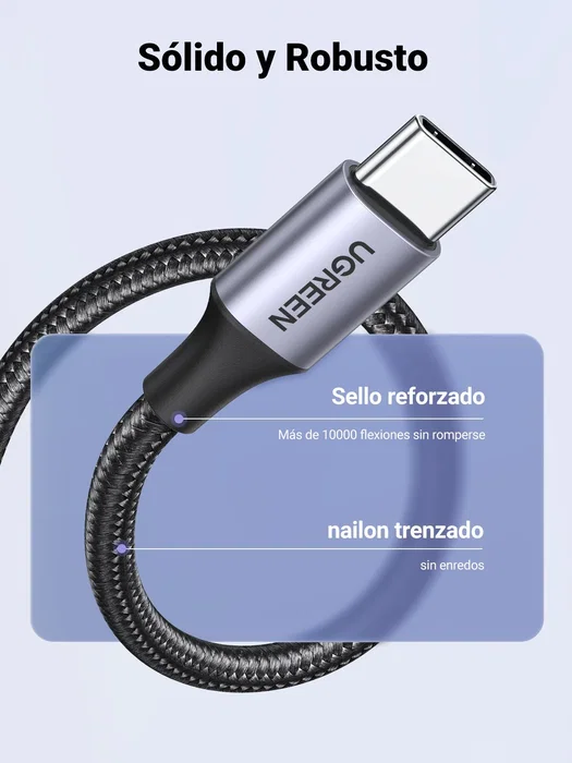 UGREEN Cable USB-C a USB-A 60126, 1m, Negro/Gris