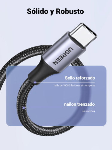 UGREEN 60126 Cable USB C a USB A de 1m, Carga Rápida 3A, Negro/Gris