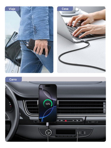 UGREEN 60126 Cable USB C a USB A de 1m, Carga Rápida 3A, Negro/Gris