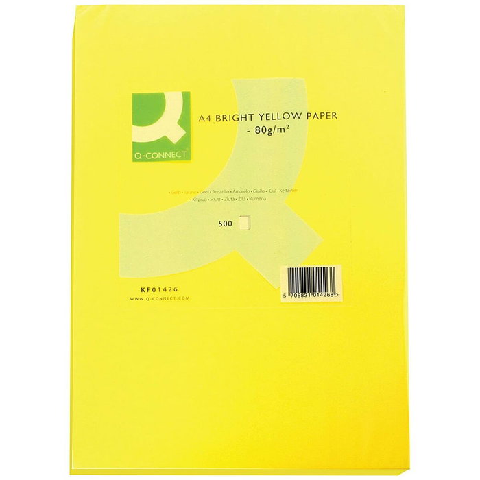 Q-connect Papel de color DIN A4 80g Amarillo intenso