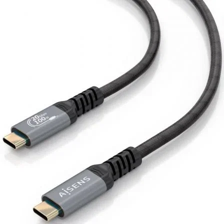 Aisens Cable USB-C A107-0988 USB 3.2 Gen 2x2 (Tipo-C a Tipo-C) 100W 20Gbps 8K@30Hz con E-Marker Aluminio 3m Negro