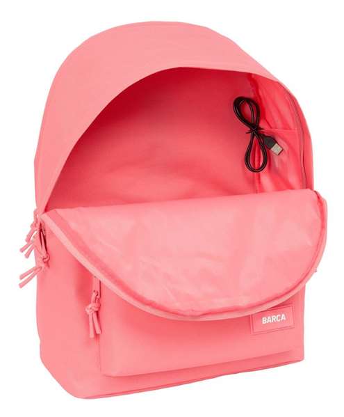 Safta Mochila Doble para Portátil 15.6" + USB F.C.Barcelona Chica Coral 31x44x18 cm