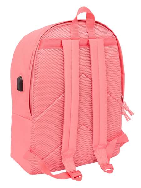 Safta Mochila Doble para Portátil 15.6" + USB F.C.Barcelona Chica Coral 31x44x18 cm