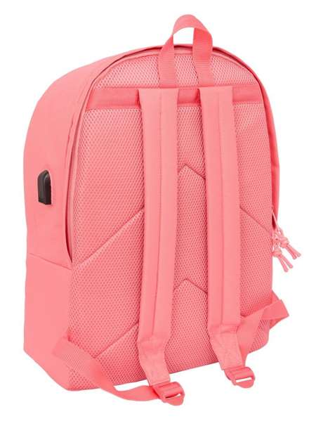 Safta Mochila Doble para Portátil 15.6" + USB F.C.Barcelona Chica Coral 31x44x18 cm