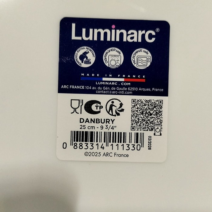 Luminarc Plato Llano Danbury 25cm Blanco Luminarc Plato Llano Danbury 25cm Blanco