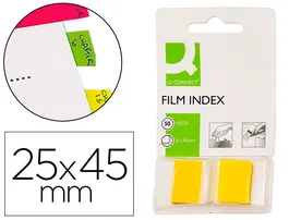 Q-connect Banderitas separadoras amarillas, dispensador 50 unidades, 45x25 mm