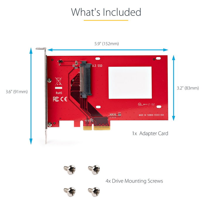 StarTech.com Adaptador U.3 a PCIe 4.0 x4 para SSD NVMe de 2,5 pulg. SFF-TA-1001 StarTech.com Adaptador U.3 a PCIe 4.0 x4 para SSD NVMe de 2,5 pulg. SFF-TA-1001