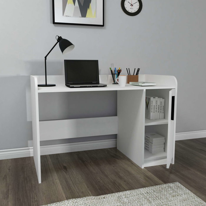 Hanah Home Escritorio de Estudio Blanco Tablero Partículas Melamina 123.6x83x60 cm