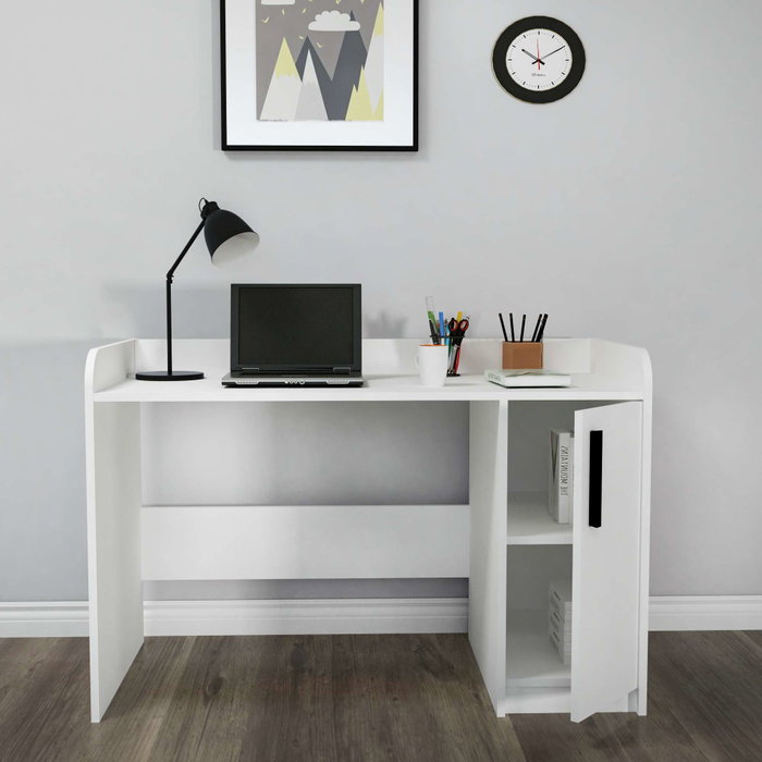 Hanah Home Escritorio de Estudio Blanco Tablero Partículas Melamina 123.6x83x60 cm