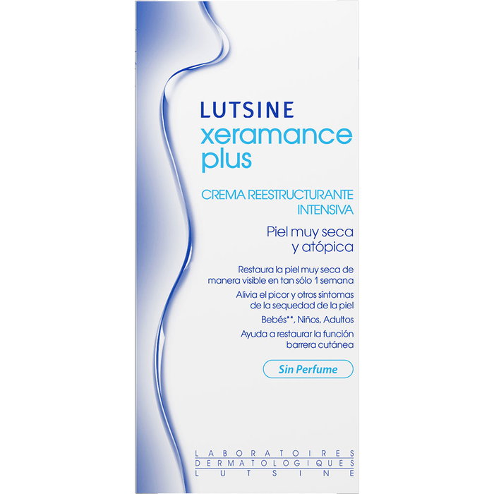 Lutsine E45 XERAMANCE PLUS Crema Reestructurante Intensiva, Hidratante Corporal para Pieles Secas y Atópicas, 100 ml