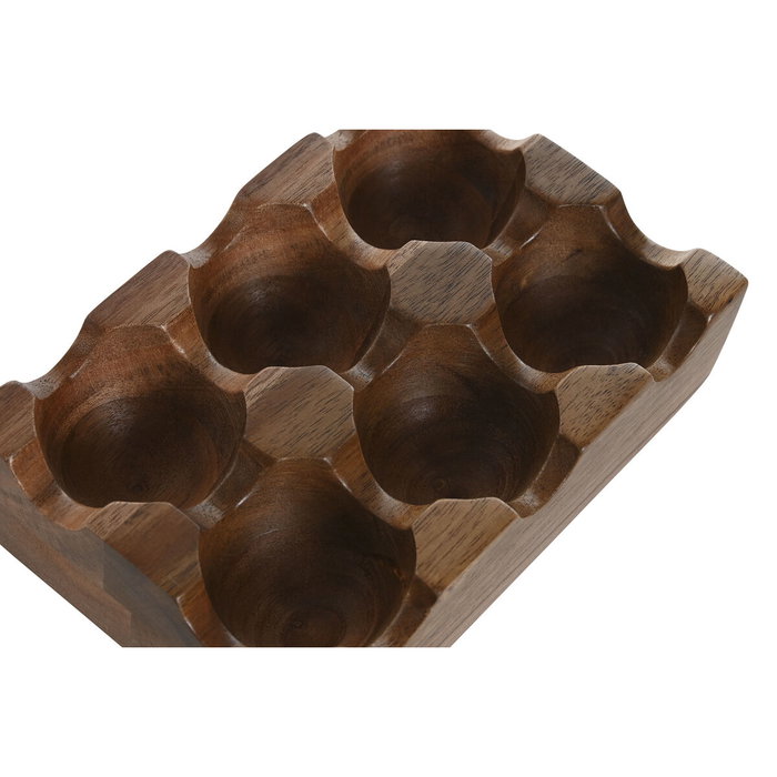 DKD Home Decor Huevera de Acacia Natural 6 Compartimentos