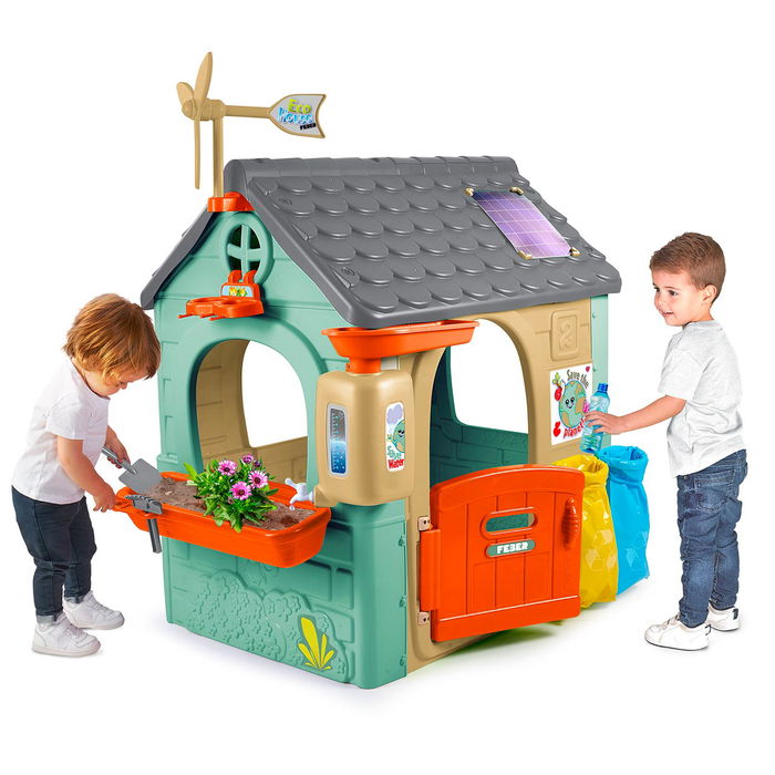 Feber Recycle Eco House FEH26000 - Casita de Juego Infantil Educativa, Plástico Reciclado, para Niños +3 Años