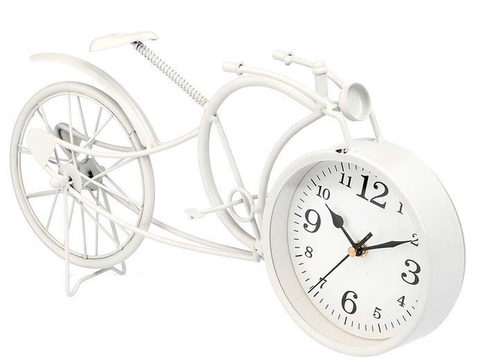 Giftdecor Reloj Forja Bicicleta Blanco 19.5 cm Metal (Set de 4)