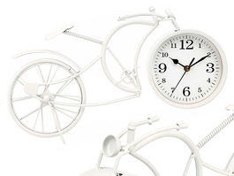Giftdecor Reloj Forja Bicicleta Blanco 19.5 cm Metal (Set de 4)