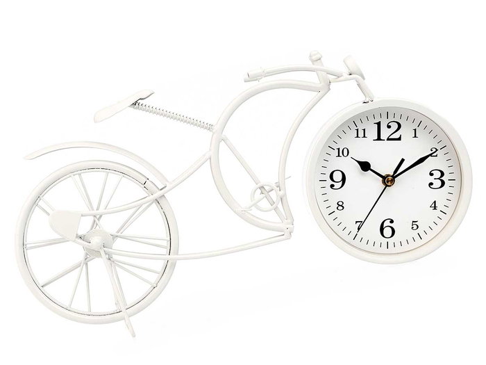 Giftdecor Reloj Forja Bicicleta Blanco 19.5 cm Metal (Set de 4)