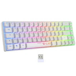 The G-Lab KEYZ HYDROGEN WL Teclado para Gaming - Semimecánico de Membrana - Inalámbrico - Retroiluminación Arcoíris - Teclado Azerty Blanco