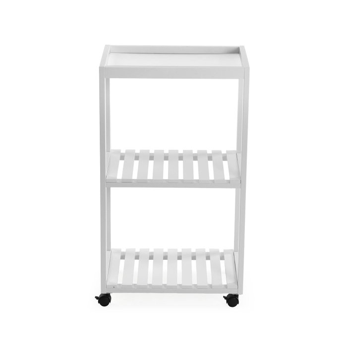 Versa Carro con Ruedas 3 Baldas Blanco 70 x 40 cm