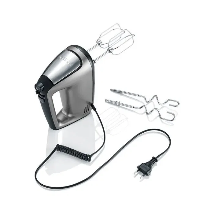 SEVERIN Batidora Eléctrica HM3832 400W 2 Varillas y 2 Ganchos para Amasar 5 Velocidades + Turbo Negro/Acero Inoxidable