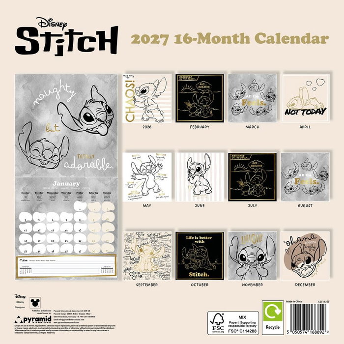 Pyramid International Calendario Stitch Life is Better with Stitch 2027 30 x 30 cm