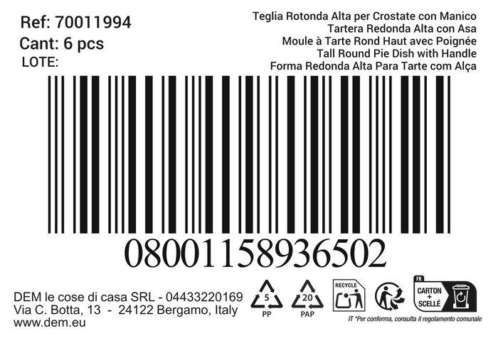 Inde Tartera Redonda Alta con Asa, 34,9 cm Ancho x 34,8 cm Largo x 14,4 cm Alto, Capacidad Alta para Almacenamiento y Transporte (6 Unidades)